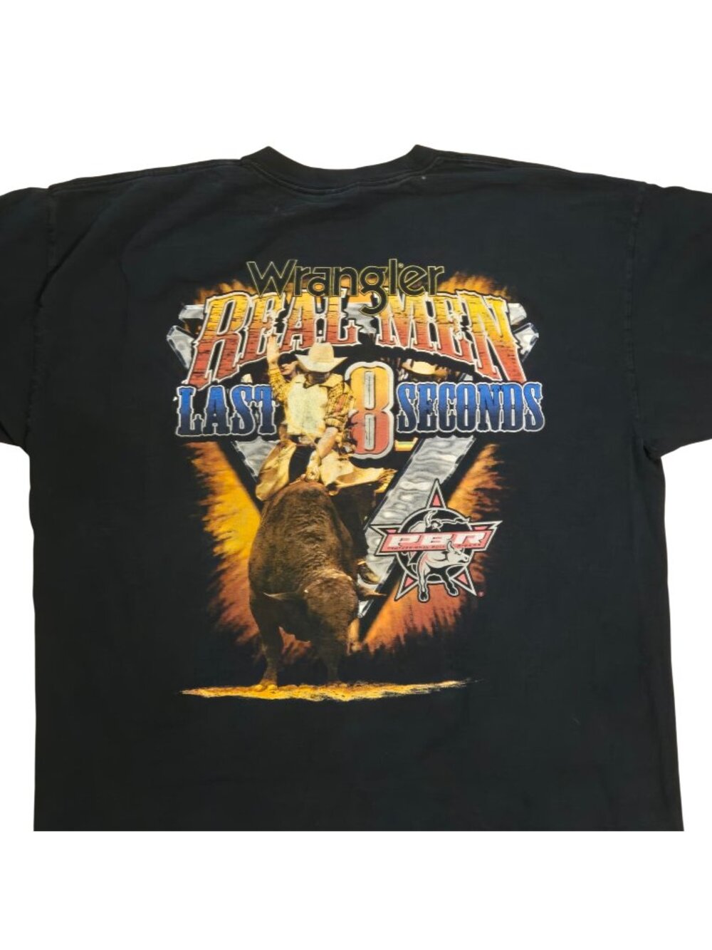 Wrangler Real Men Last 8 Seconds Graphic T-Shirt XXL PBR Bull Riding Cowboy Vtg